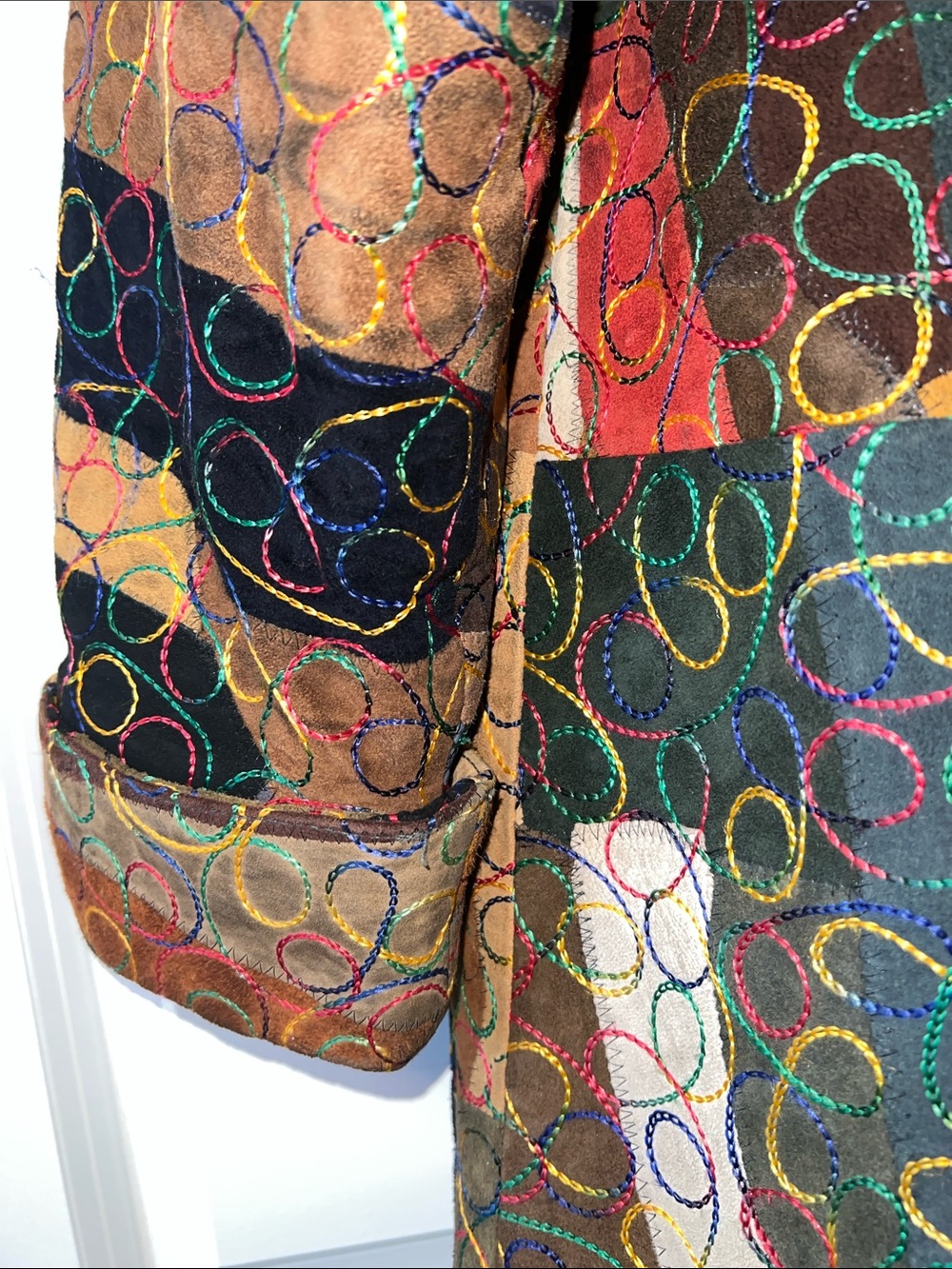 Abstract Patchwork leather swing Jacket in Multi-Color by Man Art Designs - Picture 5 of 6
